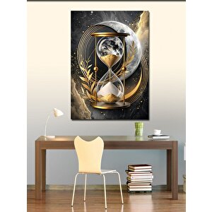 Kanvas Tablo Kum Saati Ve Ay 70x100 cm