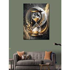 Kanvas Tablo Kum Saati Ve Ay 70x100 cm