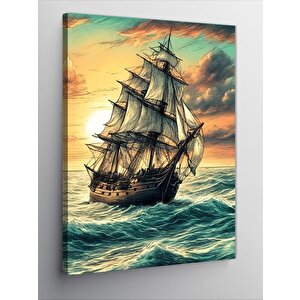 Kanvas Tablo Dalgalarda Sallanan Retro Gemi 70x100 cm