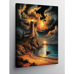 Kanvas Tablo Deniz Feneri Ve Kumsal 100x140 cm