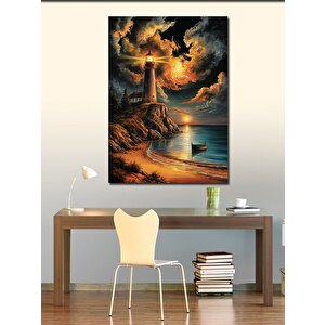 Kanvas Tablo Deniz Feneri Ve Kumsal 100x140 cm