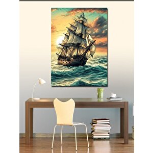Kanvas Tablo Dalgalarda Sallanan Retro Gemi 100x140 cm