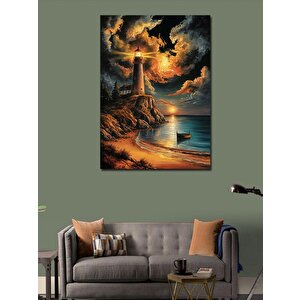Kanvas Tablo Deniz Feneri Ve Kumsal 70x100 cm