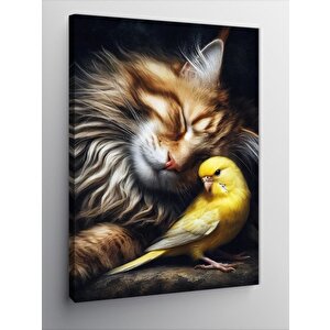 Kanvas Tablo Kanarya Ve Kedi