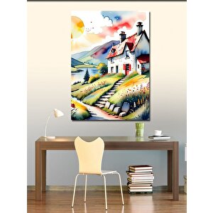 Kanvas Tablo Retro Göl Kenarındaki Ev 70x100 cm