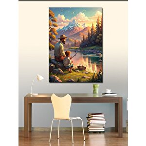 Kanvas Tablo Balıkçı Adam Ve Çocuk 70x100 cm