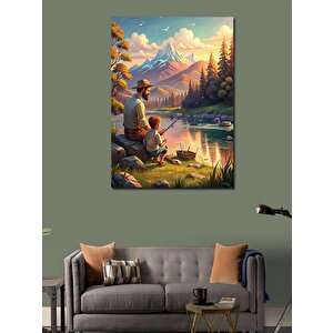 Kanvas Tablo Balıkçı Adam Ve Çocuk 70x100 cm