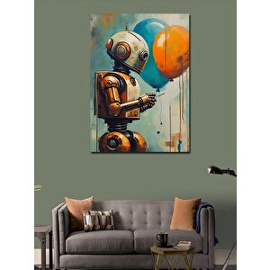 Kanvas Tablo Uçan Balonlar Ve Robot 100x140 cm