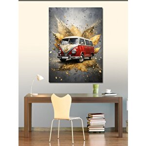Kanvas Tablo Kırmızı Minibüs Retro Araba 70x100 cm