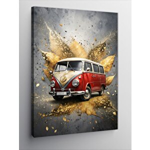 Kanvas Tablo Kırmızı Minibüs Retro Araba 100x140 cm