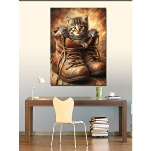 Kanvas Tablo Bot Ve Sevimli Kedi Ve Fareler 100x140 cm