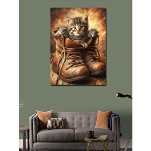 Kanvas Tablo Bot Ve Sevimli Kedi Ve Fareler 100x140 cm