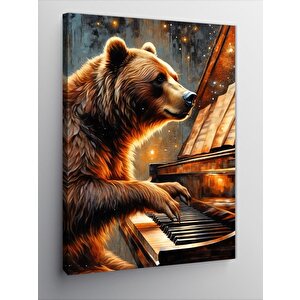 Kanvas Tablo Piyano Çalana Ayı 100x140 cm