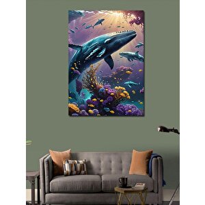 Kanvas Tablo Yunuslar Ve Balıklar 70x100 cm