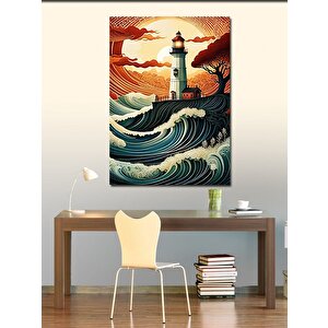 Kanvas Tablo Deniz Feneri Çizimi 100x140 cm
