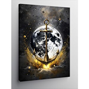 Kanvas Tablo Gemi Çapası Ve Dolunay 70x100 cm