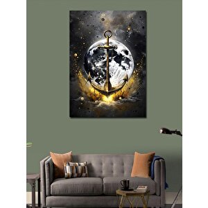 Kanvas Tablo Gemi Çapası Ve Dolunay 70x100 cm