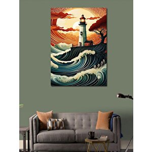 Kanvas Tablo Deniz Feneri Çizimi 70x100 cm