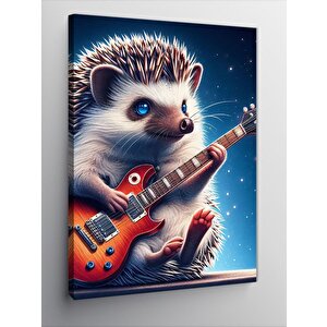 Kanvas Tablo Elektro Gitar Çalan Kirpi 70x100 cm