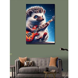Kanvas Tablo Elektro Gitar Çalan Kirpi 70x100 cm
