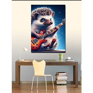 Kanvas Tablo Elektro Gitar Çalan Kirpi