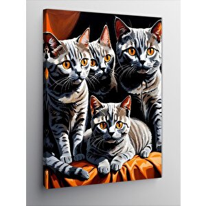 Kanvas Tablo Tekir Kediler 100x140 cm