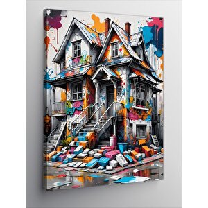 Kanvas Tablo Boyalı Ev 70x100 cm