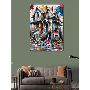 Kanvas Tablo Boyalı Ev 70x100 cm