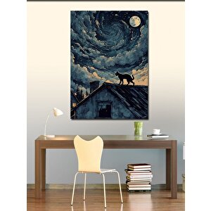 Kanvas Tablo Çatıdaki Siyah Kedi 100x140 cm