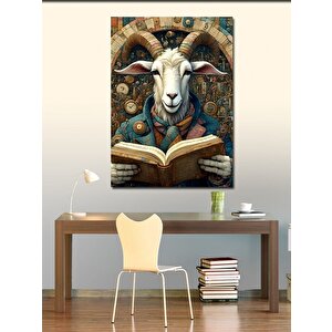 Kanvas Tablo Kitap Okuyan Keçi 100x140 cm
