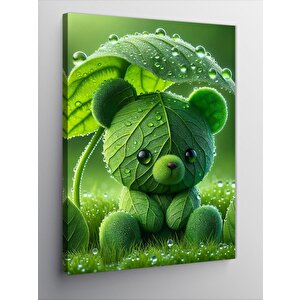 Kanvas Tablo Yeşil Oyuncak Ayı 100x140 cm