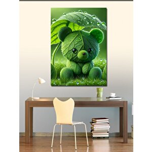 Kanvas Tablo Yeşil Oyuncak Ayı 100x140 cm