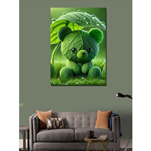 Kanvas Tablo Yeşil Oyuncak Ayı 100x140 cm