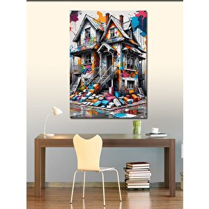 Kanvas Tablo Boyalı Ev 100x140 cm