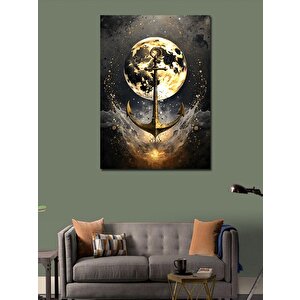Kanvas Tablo Dolunay Ve  Gemi Çapası 100x140 cm