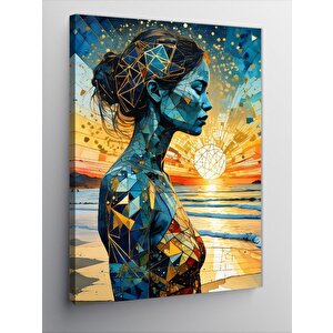 Kanvas Tablo Soyut Kadın Ve Güneş 100x140 cm