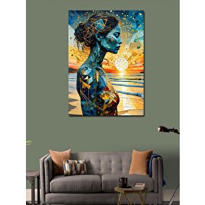 Kanvas Tablo Soyut Kadın Ve Güneş 100x140 cm