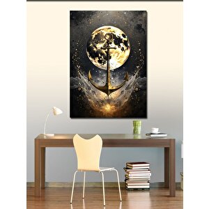 Kanvas Tablo Dolunay Ve  Gemi Çapası 70x100 cm