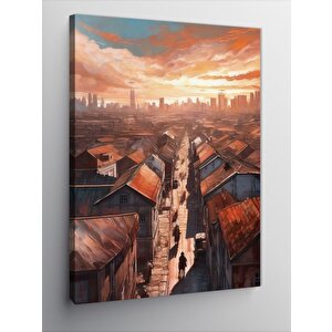 Kanvas Tablo Retro Kasaba 100x140 cm