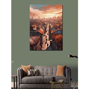 Kanvas Tablo Retro Kasaba 100x140 cm
