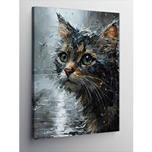 Kanvas Tablo Yağmur Ve Kedi 100x140 cm