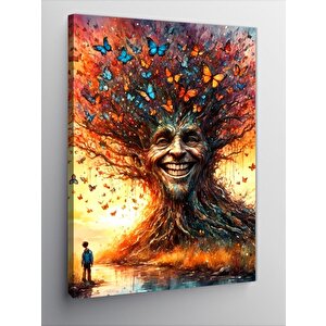 Kanvas Tablo Kelebekler Ve Ağaç 100x140 cm