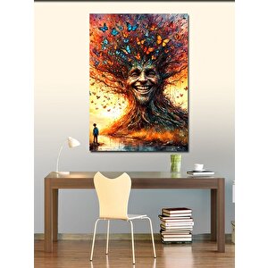 Kanvas Tablo Kelebekler Ve Ağaç 100x140 cm