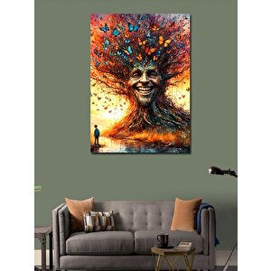 Kanvas Tablo Kelebekler Ve Ağaç 100x140 cm