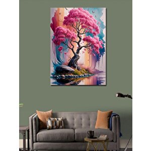 Kanvas Tablo Pembe Ağaç 100x140 cm