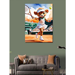 Kanvas Tablo Tenis Oynayan Sevimli Aslan