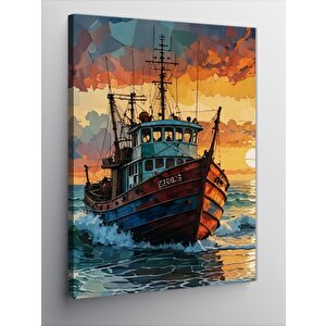 Kanvas Tablo Ahşap Balıkçı Teknesi