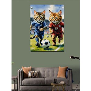 Kanvas Tablo Futbol Oynayan Kediler 100x140 cm