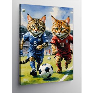 Kanvas Tablo Futbol Oynayan Kediler 70x100 cm