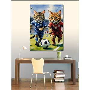 Kanvas Tablo Futbol Oynayan Kediler